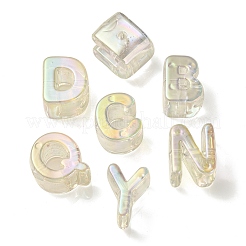 UVメッキレインボー虹色アクリルビーズ  ランダムな混合文字  シャンパンイエロー  20~21x14~20.5x8.5~20.5mm  穴：3.5mm  約90~100個/袋&nbsp;OACR-C012-02I-1