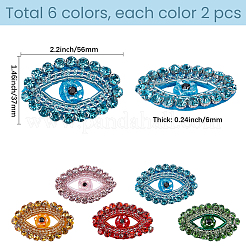 10Pcs 5 Colors Polyester & Glass Rhinestone Embroider Thread Iron on/Sew On Patches&nbsp;PATC-GF0002-05