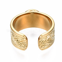 304 Stainless Steel Open Cuff Finger Ring Cabochon Settings&nbsp;X-STAS-T060-05G