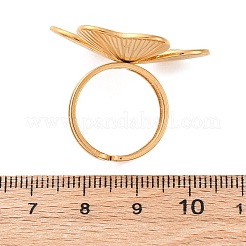 304ステンレススチールカフリング  クローバー  ゴールドカラー  28x31mm  内径：17mm&nbsp;RJEW-D306-19G