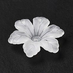 透明なアクリルビーズキャップ  6花びら  艶消し  花  ホワイト  20.5x18x5mm  穴：1.5mm  約1111個/500g&nbsp;MACR-J122-03