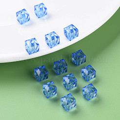 透明なアクリルビーズ  多面カット  正方形  コーンフラワーブルー  8.5x9.5x9.5mm  穴：2.5mm  約1070個/500g&nbsp;MACR-S373-51B-B04