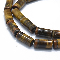 天然石タイガーアイビーズ連売り  コラム  15~17x7.5~8mm  穴：1.2mm  約24~25個/連  14.7~15.5インチ（37.5~39.5cm）&nbsp;G-F631-F01