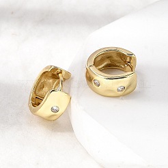 Brass Micro Pave Clear Cubic Zirconia Hoop Earrings&nbsp;EJEW-Z149-02G