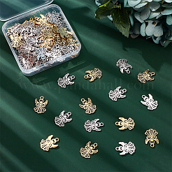 チベット風チャーム  天使  アンティークシルバー＆アンティーク金色  20x14x1mm  穴：1.5mm  80個/箱&nbsp;TIBEP-PH0004-98