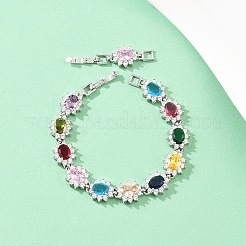 Platinum Tone Brass Micro Pave Cubic Zirconia Tennis Bracelets&nbsp;BJEW-B160-15P