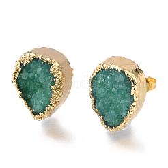 Natural Druzy Quartz Stud Earrings&nbsp;EJEW-P164-B02