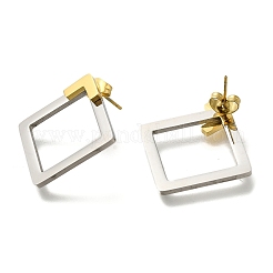 Ion Plating(IP) 304 Stainless Steel Hollow Rhombus Stud Earrings&nbsp;EJEW-C118-04D