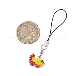 ガラスシードビーズビーズ魚チャーム携帯ストラップ3個  ナイロンコードループモバイルアクセサリー装飾  ミックスカラー  76mm&nbsp;HJEW-MZ00182