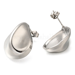 304ステンレススチールティアドロップスタッドピアス  ステンレス鋼色  24x18mm&nbsp;EJEW-I312-02P