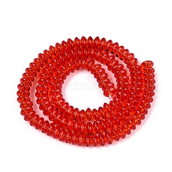 透明ガラスビーズ連売り  ロンデル  ファイヤーブリック  6x3mm  穴：0.9~1mm  約121~130個/連  14.57~15.35インチ（37~39cm）&nbsp;GLAA-Q113-02A-A05