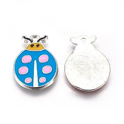 合金エナメルチャーム  鉛フリー及びカドミウムフリー  てんとう虫  白金金属色  ミックスカラー  22.5x16x2mm  穴：1.5mm&nbsp;ENAM-P099-M