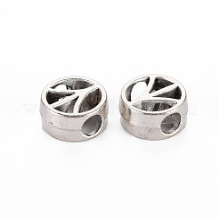 チベット風合金ヨーロピアンビーズ  カドミウムフリー＆鉛フリー  ピースサイン  アンティークシルバー  12x11x6mm  穴：4mm  約550個/1000g&nbsp;TIBEB-N007-007