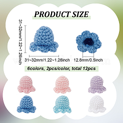 12 個 6 色花の形の綿ニット衣装装飾アクセサリー  ミックスカラー  31~32x31~32mm  2個/カラー&nbsp;DIY-FG0005-34