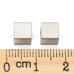 変色しない201ステンレススチールビーズ  キューブ  ステンレス鋼色  6x6x6mm  穴：2.5mm&nbsp;STAS-H180-07P