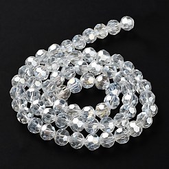 電気メッキガラスビーズセット  ABカラーメッキ  ファセット（32ファセット）  ラウンド  クリアAB  8x7mm  穴：1mm  約65~67個/連  49~50cm&nbsp;EGLA-R016-8mm-25