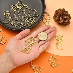 16Pcs 8 Style Halloween Theme Alloy Open Back Bezel Pendants&nbsp;PALLOY-CJ0002-14