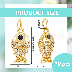 10Pcs Brass Micro Pave Clear Cubic Zirconia Pendants&nbsp;ZIRC-BC0001-37