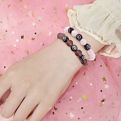 Natural White Jade Round Beaded Stretch Bracelet&nbsp;BJEW-SW00077-12