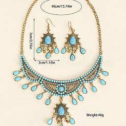 Ethnic Style Alloy Rhinestone & Synthesis Turquoise Earrings & Necklaces Sets for Women&nbsp;FS-WG42FFB-01