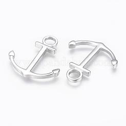 変色しにくい304ステンレススチールペンダント  アンカー  ステンレス鋼色  34.5x31x3mm  穴：6mm&nbsp;STAS-G143-02P