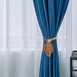 2Pcs Handmade Macrame Leaf Curtain Tiebacks&nbsp;AJEW-CN0003-65B
