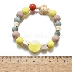 Handmade Porcelain Beads & Synthetic Howlite Beads Stretch Bracelets for Women&nbsp;BJEW-D307-01F