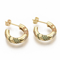 Brass Micro Pave Colorful Cubic Zirconia Stud Earrings&nbsp;EJEW-S208-051