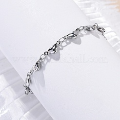 Tarnish Resistant 304 Stainless Steel Heart Link Bracelets&nbsp;BJEW-M121-03P