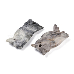 天然ピカソジャスパーのフクロウの彫刻ペンダント  動物チャーム  36.5~44x18.5~26x7~8.5mm  穴：3mm&nbsp;G-C157-01B