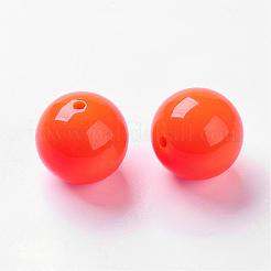 ネオンアクリルビーズ  ラウンド  レッドオレンジ  20mm  穴：2~3mm  約109個/500g&nbsp;LACR-20mm-4