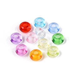 クリアアクリルヨーロピアンビーズ  ロンデル  大穴ビーズ  ミックスカラー  13.5~14x8~8.5mm  穴：5.5mm  約549個/500g&nbsp;OACR-Q200-25