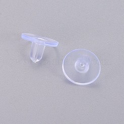 シリコン製ピアスキャッチ  ブレット クラッチ イヤリング バック パッド付き  重いポストのイヤリングを固定するため  透明  6x9mm  穴：0.7mm  約416個/50g&nbsp;X-SIL-L001-01