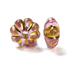 アクリルビーズ  ゴールドライン入り  花  パールピンク  6.5x6.5x3.5mm  穴：1.6mm  約6250個/500g&nbsp;SACR-C005-01C