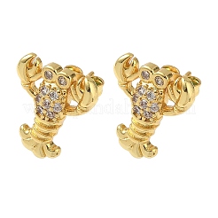 Brass Micro Pave Clear Cubic Zirconia Stud Earrings&nbsp;EJEW-A145-03B-G