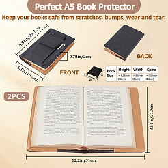 PUレザーブックカバー  ノートブックラップ  長方形  ブラック  217x155x19mm&nbsp;AJEW-WH20010-24A