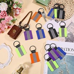 30Pcs 5 Colors Reflective Rectangle Polyester Pendant Keychains&nbsp;KEYC-CO0001-02