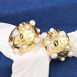 Oval Brass Stud Earrings&nbsp;KK-U058-65G