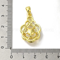 Rack Plating Brass Micro Pave Clear Cubic Zirconia Pendant Settings&nbsp;KK-H485-02G