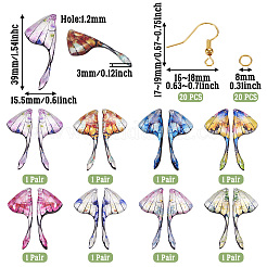 DIY Brass & Epoxy Resin Butterfly Wing Dangle Earring Jewelry Kits&nbsp;DIY-TA0010-65B
