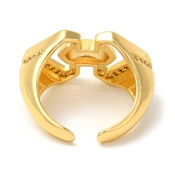 Heart Brass Micro Pave Clear Cubic Zirconia Open Cuff Rings&nbsp;RJEW-U008-15G