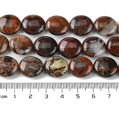天然石ブレシエイテッドジャスパービーズ連売り  フラットオーバル  15~16x13.5~14x6~7mm  穴：1mm  約26個/連  15.79''（40.1センチメートル）&nbsp;G-K365-B20-03