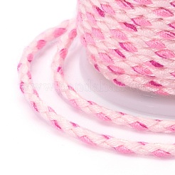 メタリック糸を使用した4本撚りポリコットンコード  手作りマクラメ綿ロープ  ひも壁掛け用植物ハンガー  ピンク  1.5mm  約4.3ヤード（4m）/ロール&nbsp;OCOR-Z003-D24