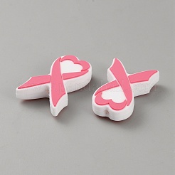October Breast Cancer Pink Awareness Ribbon Silicone Beads&nbsp;SIL-WH20002-001B