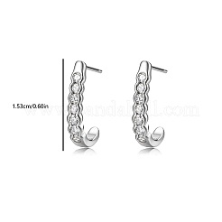 女性用スターリングシルバー製パヴェモアッサナイトスタッドピアス925点  ハーフフープピアス  銀  15.3mm&nbsp;ZZ2573