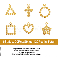 120Pcs 6 Style Ion Plating(IP) 304 Stainless Steel Pendant Rhinestone Settings&nbsp;STAS-CA0002-11