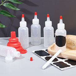 プラスチック目盛りスクイズボトル  赤い先端キャップ付き  ケチャップ用の丈夫なスプレーボトル  ソース  シロップ  ドレッシング  アート＆クラフト  ホワイト  3.6x9.2cm  容量：60ミリリットル&nbsp;AJEW-BC0001-02A