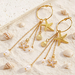 Alloy Enamel & Plastic Pearl Hoop Dangle Earrings&nbsp;WG7948B-01
