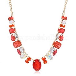 European Vintage Style Alloy Rhinestone Geometric Oval Bib Necklaces for Women&nbsp;FX7886-1