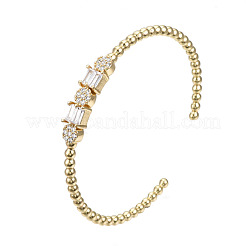 Sparkle Cubic Zirconia Ball Beaded Cuff Bangle for Her&nbsp;BJEW-N012-002-NF